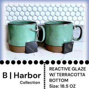B Harbor Green Reactive Glaze Mugs Set